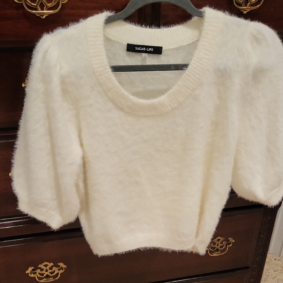 Sugarlips Soft White Scoop-Neck Sweater - Picture 5 of 7